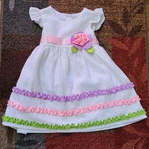 Rare, Too! Formal Girls Dress with Pink, Purple, and Green Accents 12M